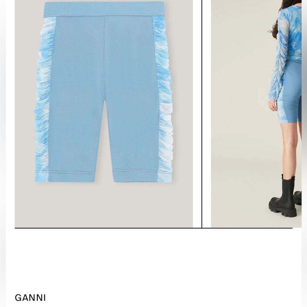 Ganni Light Blue Mesh Bike Shorts